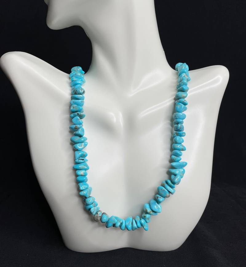 Kingman Türkis Nugget Sterling Silber Halskette 44 cm von 925usa