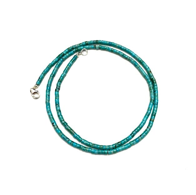 Natürliche Echte Kingman Türkis Heishi Sterling Silber Halskette 61 cm von 925usa