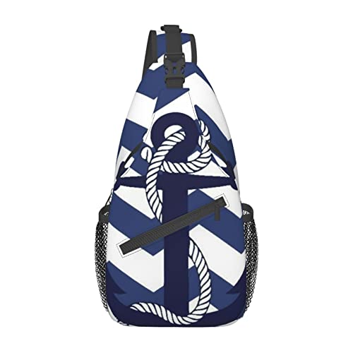 934 Umhängetasche Herren Chevron-Zickzack-Anker-Muster Elegant Brusttasche Tragbare,Anti-Diebstahl Casual Daypack Für Radfahren Einkaufen Reisen von 934