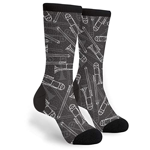 934 Unisex Sneakersocken Schwarz-Weiß-Posaunen Socken Herren Komfort Haussocken Premium Für Damen Everyday Sport 40Cm von 934