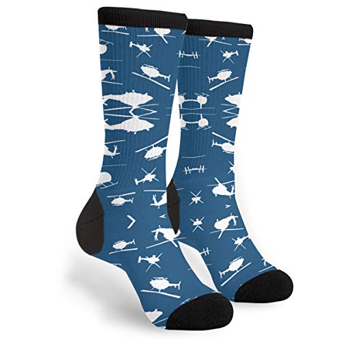 934 Unisex Sport Socks Hubschrauber-Silhouetten Blau Radsport Socken Gegen Schweiß Laufsocke Verstärkte Für Wandern Damen Laufen 40Cm von 934