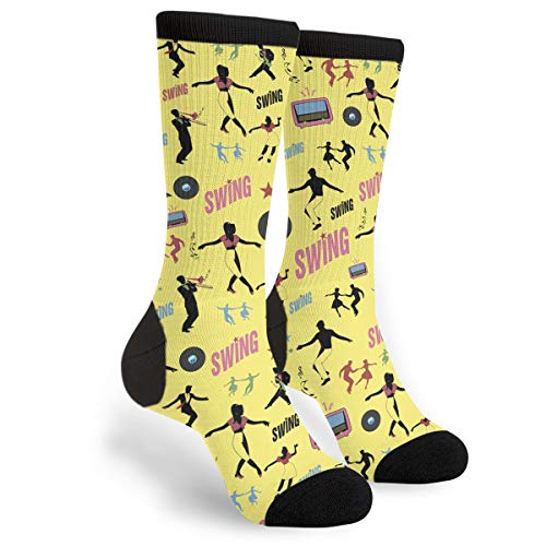 934 Unisex Sportsocken Swing Dance Tänzer Musiker Retro Gelb Sneaker Socken Premium Freizeitsocken Weich Für Fußball Herren Wandern 40Cm von 934