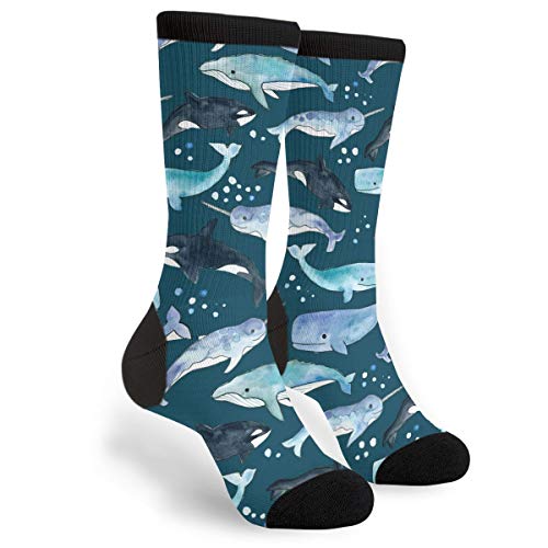 934 Unisex Sportsocken Wale Orcas Wale Auf Der Marine Business Socken Geruchshemmend Socken Herren Premium Für Everyday Radfahren Laufen 40Cm von 934