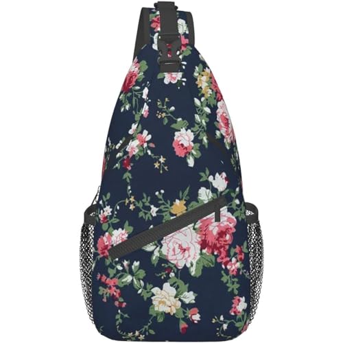 Brusttasche Herren Vintage Rosen Blumen Polyester Sporttasche Elegant,Anti-Diebstahl Umhängetasche Für Sportlich Kletternoutdoor Laufen von 934