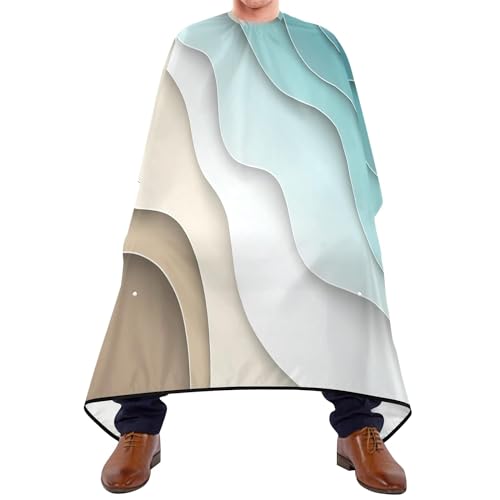 Friseur Umhänge Summer Abstract Blue Teal Sea Waves Und Brown Sand Waves Friseure Kleid Verstellbar Friseur Schürze Polyester Haircut Cape Für Haarschnitt Frauen Salon von 934