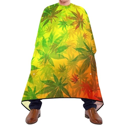 Haarschneide Umhang Bunte Marihuana-Hanfblätter Friseur Umhänge Polyester Haircut Cape Professionelle Frisier Umhang Für Erwachsene Haarschnitt Frauen von 934