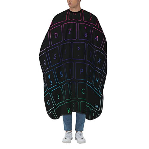 Haarschneideumhang Geek-Regenbogen-Tastatur Friseure Kleid Verstellbar Haarschneiden Cape Polyester Styling Schürze Für Frauen Haarschnitt Haarschneiden von 934