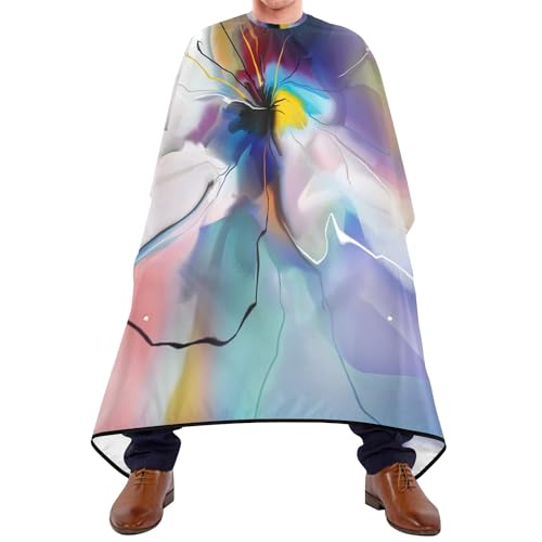 Schneideumhang Abstrakte Violette Blume Im Aquarell-Blau-Purpur-Rosa-Weiß-Stil Friseure Kleid Mode Friseurumhänge Antistatisch Friseur Schürze Für Haarschnitt Haarschneiden Kinder von 934