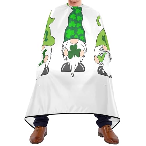 Schneideumhang St. Patrick Day Gnomes Mit Grünen Shamrock-Kleeblättern Auf Weiß Haarschneidemantel Professionelle Haarschnitt Cape Polyester Styling Schürze Für Frauen Haarschnitt Haarschneiden von 934