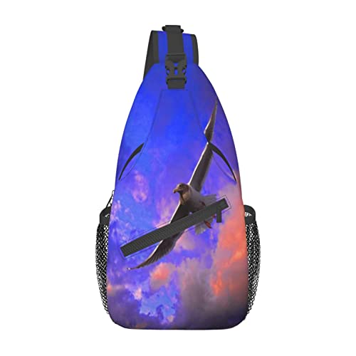 Sporttasche Herren Seevogel-Albatros Fliegt Im Roten Blauen Himmel Anti-Diebstahl Brusttasche Tragbare,Verstellbarer Taktisch Brusttasche Für Kletternoutdoor Sport Einkaufen von 934