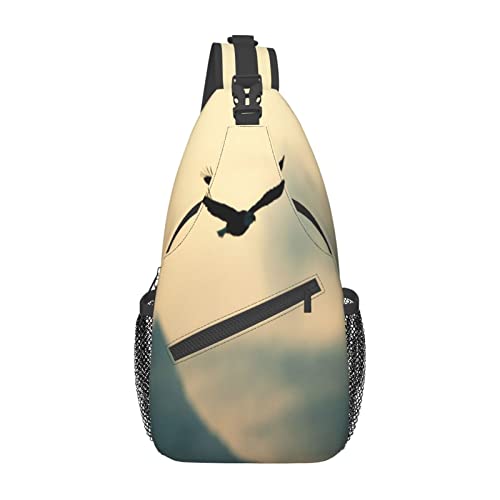 Sporttasche Herren Vogel-Adler-Fliegen-Freiheits-Natur-Himmel Stylisch Schultertasche Verstellbarer,Polyester Taktisch Brusttasche Für Laufen Radfahren Wandern von 934