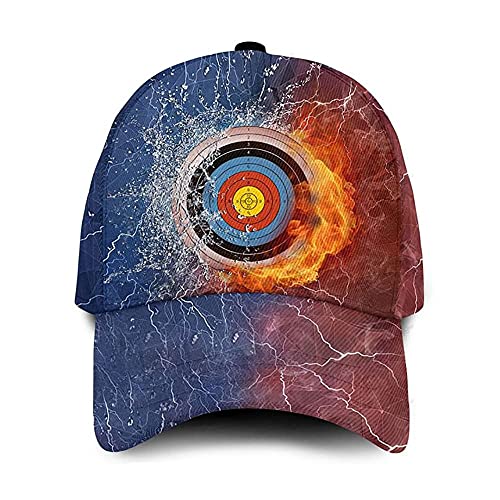 942 Bogenschießen Ziel Feuer Wasser Rot Blau Einfach Und Schön 3D Gedruckt Herren Damen Baseballmütze Leicht Baseball Kappen Verstellbar Baseballkappe Snapback Kappe Für Wander Angeln Draussen von 942