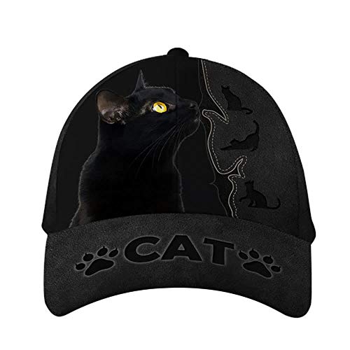 942 Katze Schwarz Wundervoll 3D Gedruckt Herren Damen Baseballmütze Verstellbar Visier Hut Vintage Baseballkappe Baseball Cap Für Golf Reisen Angeln von 942