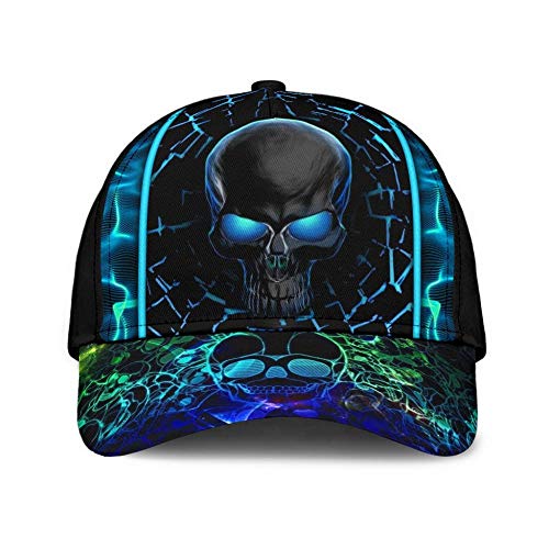 942 Totenkopf Mit Neon-Textur, 3D-Gedruckt Herren Damen Baseball Kappen Leicht Abwaschbar Baseball Cap Leicht Trucker Kappe Distressed Basecap Für Sport Laufen Draussen von 942