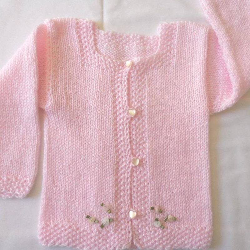 Handgestrickte Baby Mädchen Strickjacke Pullover in Rosa Mit Rosen Von 12 - 18 M von 949creations