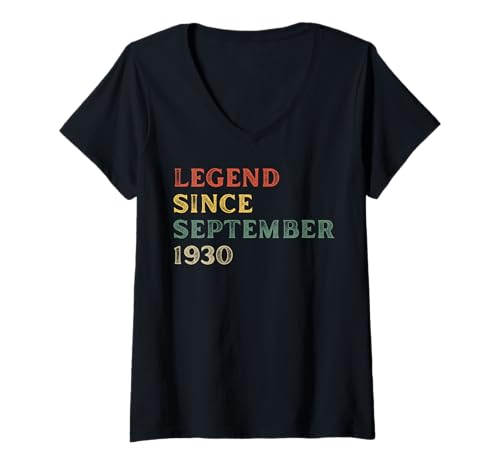 Damen Legende 1930 95. Geburtstag Geschenke für Männer Frauen 95 Jahre alt T-Shirt mit V-Ausschnitt von 95 Yr Old Bday Gift Idea Store