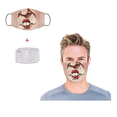 1pcs Face Cover + 2pcs Filters Funny Mundschutz Multifunktionstuch Waschbar Halb Bandana Motorrad Winddicht Atmungsaktiv Mundschutz Halstuch Atmungsaktiv Staubschutzn (B) von 95