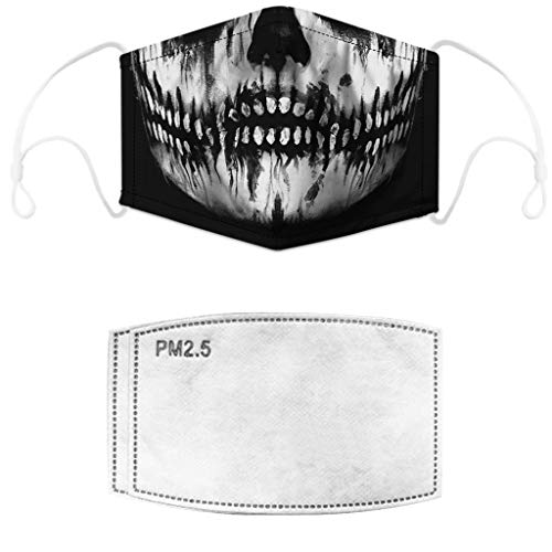 Damen Face Cover Masken with 2pcs Filter Halloween Cosplays Gesichtsmaske Multifunktionstuch Motorrad Wiederverwendbare Mundschutz Halstuch Atmungsaktiv Sommerschal (F) von 95