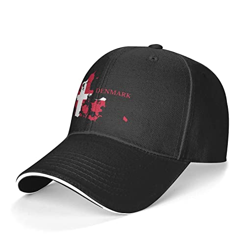 956 Capatmungsaktive Mütze Verstellbare Trucker Baseballcap Casual Basecap Dänemark Karte Und Flagge Baseball Cap Für Tennis, Reisen, Running von 956