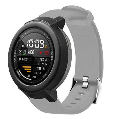 95sCloud-1 Armband kompatibel mit Amazfit Verge Sportarmband Ersatzarmbänder, Damen Herren Atmungsaktiv Schnellverschluss Uhrenarmband Uhrband Ersatzbänder Ersatzarmband (Grey, One Size) von 95sCloud-1