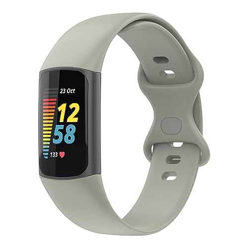 95sCloud-1 Armband kompatibel mit Fitbit Charge 5 Sportarmband Ersatzarmbänder, Damen Herren Atmungsaktiv Schnellverschluss Uhrenarmband Uhrband Ersatzbänder Ersatzarmband (Grey, One Size) von 95sCloud-1