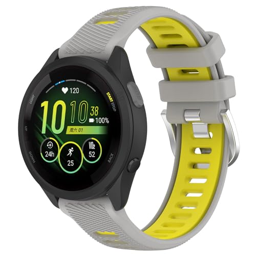 Armband Kompatibel mit Garmin Forerunner 265S/265 18mm Smartwatch, Silikon Kautschuk Sport Ersatzarmband Uhrenarmband Sportarmband Watch Band Damen Herren Uhrarmband Ersatzbänder (Grey, 15X5CM) von 95sCloud-1