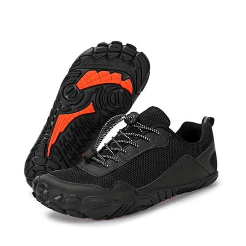 Barfuß-Schuhe Herren Damen Barfußschuhe - Atmungsaktiv rutschfest Barfussschuhe Traillaufschuhe Wassersportschuhe Zehenschuhe - mit Breite Zehenbox und Zero-Drop Sohle,Schuhe Breite Füße (Black, 41) von 95sCloud-1
