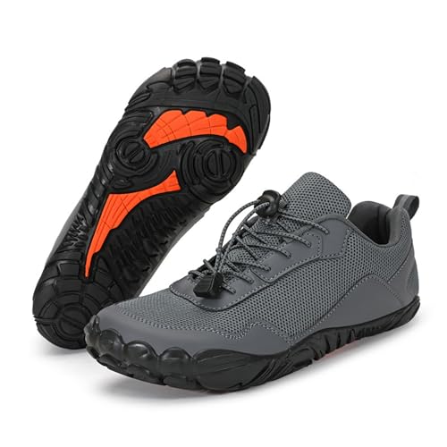 Barfuß-Schuhe Herren Damen Barfußschuhe - Atmungsaktiv rutschfest Barfussschuhe Traillaufschuhe Wassersportschuhe Zehenschuhe - mit Breite Zehenbox und Zero-Drop Sohle,Schuhe Breite Füße (Grey, 46) von 95sCloud-1