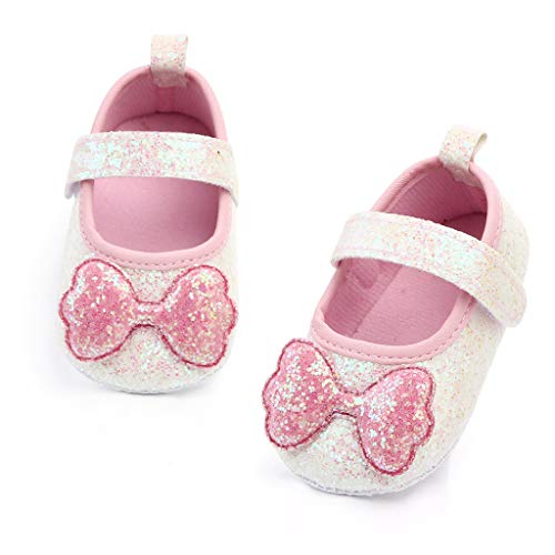 95sCloud Baby Mädchen Babyschuhe Lauflernschuhe Weihnachten Sequin Bow-Knot Krippeschuhe, Ballerina Princess Schuhe Kleinkind Krabbelschuhe Wanderschuhe Mokassins Shoes (Pink, 11) von 95sCloud