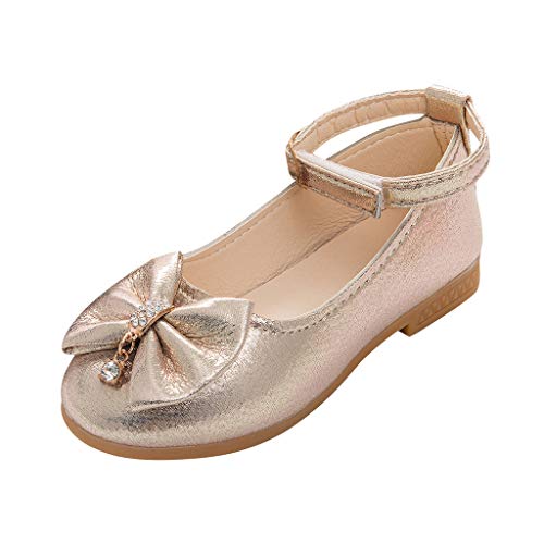 95sCloud Baby Mädchen Ballerinas Prinzessinnen Schuhe Klein Pailletten-PU-Leder Babyschuhe Geschlossene Ballerina mit Klettverschluss Niedlich Weiche Sohle Anti Rutsch Lauflernschuhe (Gold, 23) von 95sCloud