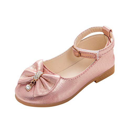 95sCloud Baby Mädchen Ballerinas Prinzessinnen Schuhe Klein Pailletten-PU-Leder Babyschuhe Geschlossene Ballerina mit Klettverschluss Niedlich Weiche Sohle Anti Rutsch Lauflernschuhe (Pink, 25) von 95sCloud