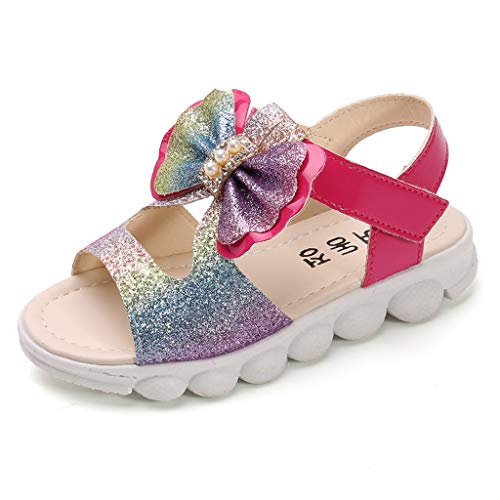 95sCloud Baby Mädchen Sandalen Shoes Prinzessin Perlen Kristall Glitzer Bowknot Sneakers Mode Blinkschuhe Low-Top Casual Outdoor Sneakers Laufschuhe Sportschuhe Hallenschuhe (Rot, 28) von 95sCloud