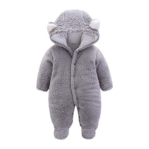 95sCloud Baby Overalls Warm Plüsch Schneeanzüge mit Kapuze Strampler Winter Overall Jumpsuit Jungen Mädchen Pyjama Säugling Neugeborene Spielanzug Footies Outwear Kleidung (Grau, 0-3M) von 95sCloud