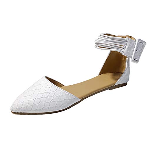 95sCloud Damen Lässig Spitze Sandalen Flache Loafer Ballerinas Closed Toe Geschlossene Sandalen Elegant Hochzeit Masquerade Party Casual Basic Sommer Schuhe (Weiß, 42) von 95sCloud