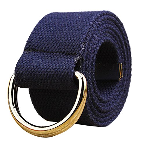 95sCloud Herren Men Damen Gürtel Stoffgürtel mit Doppel D-Ringe Schnalle Leinwand Canvas Gurtband Jeansgürtel Jean Pants Outdoor Stoffgürtel Belts 110CM (Dark Blue) von 95sCloud