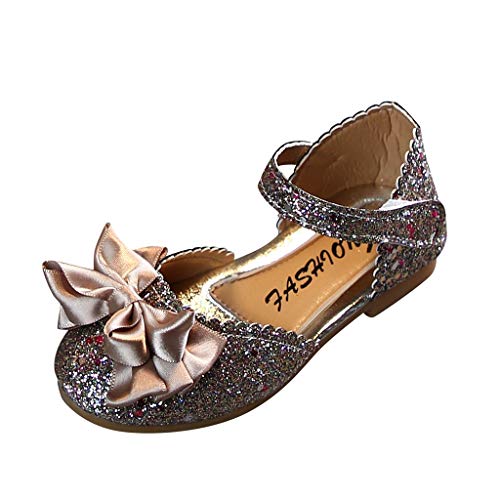 95sCloud Mädchen Glitzer Flacher Prinzessin Schuhe Sandalen Absatz Flamenco Shoes Girl Partei Schuhe Hochzeitsschuhe Pumps Festschuhe Karneval Halloween Weihnachten Party Ballerinas (Gold, 26) von 95sCloud