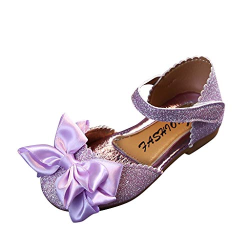 95sCloud Mädchen Glitzer Flacher Prinzessin Schuhe Sandalen Absatz Flamenco Shoes Girl Partei Schuhe Hochzeitsschuhe Pumps Festschuhe Karneval Halloween Weihnachten Party Ballerinas (Lila, 22) von 95sCloud