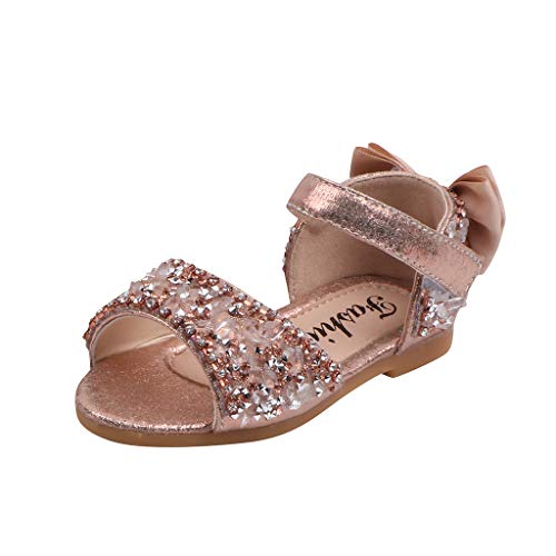 95sCloud Mädchen Sommer Prinzessin Schuhe Kinder Sandalen Partei Glitzer Schuhe Kostüm Karneval Verkleidung Party Aufführung Fasching Tanzball Mary Jane Kleider Prinzessin Schuhe Sandalen (Gold, 32) von 95sCloud