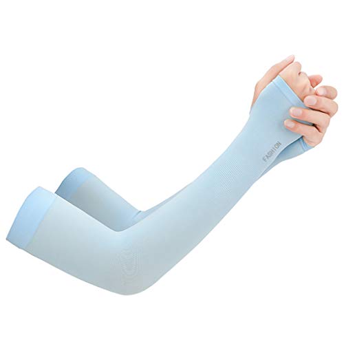 Arm-Ärmel Armlinge Radspor Arm-Wärmer UV-Sonnenschutz Anti-Rutsch für Männer Frauen Youth für Radsport Wandern Golf Basketball Driving Outdoor Sport Decke Arm-Kompressions-Hülsen (Blau) von 95sCloud