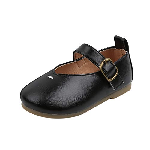 Kinder Kleinkind Schuhe Infant Baby Mädchen PU Leder Schuhe Party Prinzessin Schuhe Single Casual Sneaker Flip Flop Zehentrenner Halbsandalen Strandschuhe Flache Badesandale Sommerschuhe (Schwarz, 29) von 95sCloud