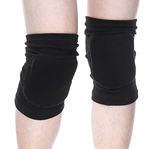 Knieschoner Knieschützer Beinstulpen Dick Kollision Vermeidung Kneepad Knieprotektor gepolstert kurz f. Herren Damen Jugend Basketball Fußball Volleyball Joggen muiti-Sport (1 Paar) (L, schwarz) von 95sCloud