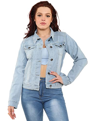 989Zé ENZO Designer-Jeansjacke für Damen, Stretch, lässig, Knopfleiste, Western-Jeansmantel, hellblau, 38 von 989Zé ENZO