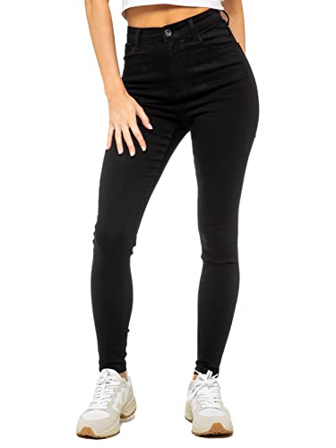 989Zé ENZO Damen Jeans Skinny Stretch Jeans Hohe Taille Denim Hose, Schwarz , 46 von 989Zé ENZO