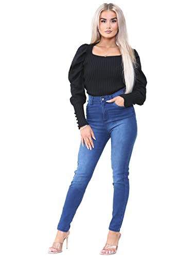 989Zé ENZO Damen-Jeans, Skinny-Jeans, Stretch, hohe Taille, Denim-Hose, blau, 40 von 989Zé ENZO
