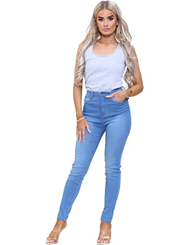 989Zé ENZO Damen Jeans Skinny Stretch Jeans Hohe Taille Denim Hose, hellblau, 40 von 989Zé ENZO