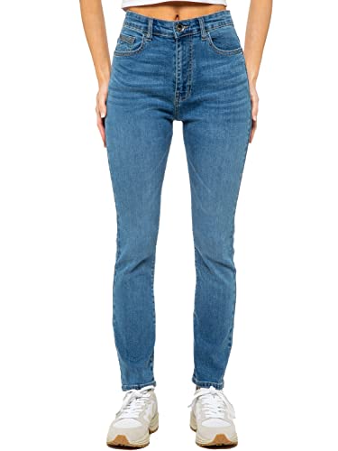 989Zé ENZO Damen Jeans Stretch Slim Straight Leg Baumwolle Casual Denim Hose mit Taschen, hellblau, 44 von 989Zé ENZO