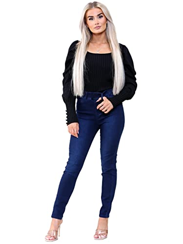 989Zé ENZO Damen-Jeans mit hoher Taille, Stretch, elastische Taille, Jeggings, Denim-Jeans, dunkelblau, 44 von 989Zé ENZO