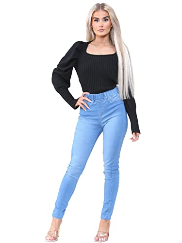 989Zé ENZO Damen-Jeans mit hoher Taille, Stretch, elastische Taille, Jeggings, Denim-Jeans, hellblau, 44 von 989Zé ENZO