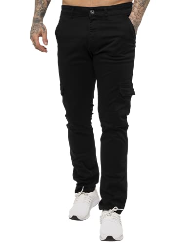 989Zé ENZO EZ410 Herren Cargo Combat Hose Baumwolle Slim Fit Chinos Stretch Jeans Arbeitshose Casual, Schwarz , 28 W/32 L von 989Zé ENZO