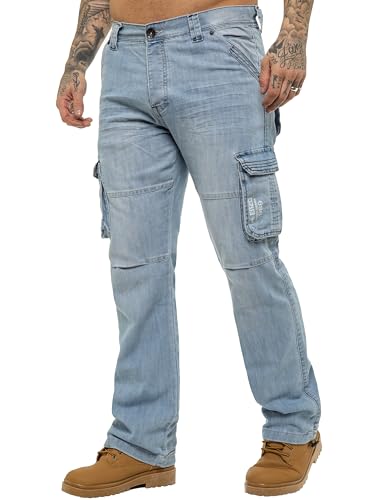 989Zé ENZO Herren Cargo Pants Regular Fit Arbeitshose Cargohose Jeanshose EZ08 HELLBLAU 34W / 34L von 989Zé ENZO
